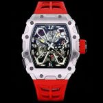 RICHARD MILLE RM35-03  Silver steel Red Rubber Strap Watch